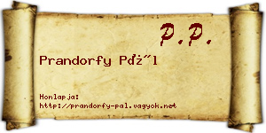 Prandorfy Pál névjegykártya